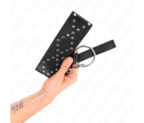 KINK - NECKLACE 65 CM WITH LEASH WITH SILVER STUDS MODEL 3 ADJUSTABLE 36-43 CM X 5 CM