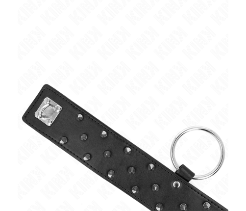 KINK - NECKLACE WITH LEASH 65 CM WITH SILVER STUDS MODEL 5 ADJUSTABLE 36-43 CM X 5 CM