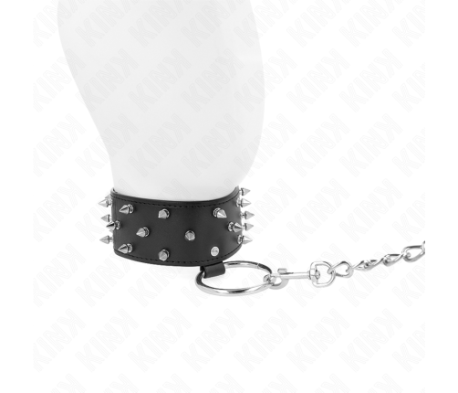 KINK - NECKLACE WITH LEASH 65 CM WITH SILVER STUDS MODEL 5 ADJUSTABLE 36-43 CM X 5 CM