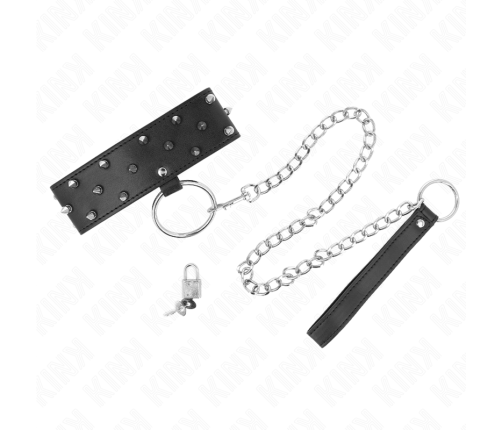 KINK - NECKLACE WITH LEASH 65 CM WITH SILVER STUDS MODEL 5 ADJUSTABLE 36-43 CM X 5 CM