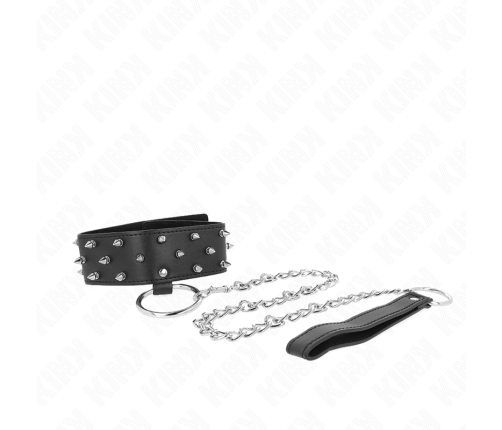 KINK - NECKLACE WITH LEASH 65 CM WITH SILVER STUDS MODEL 5 ADJUSTABLE 36-43 CM X 5 CM