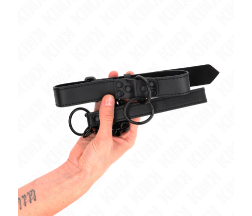 KINK - COLLAR WITH DARK LEASH 65 CM ADJUSTABLE 37-54 CM X 3 CM