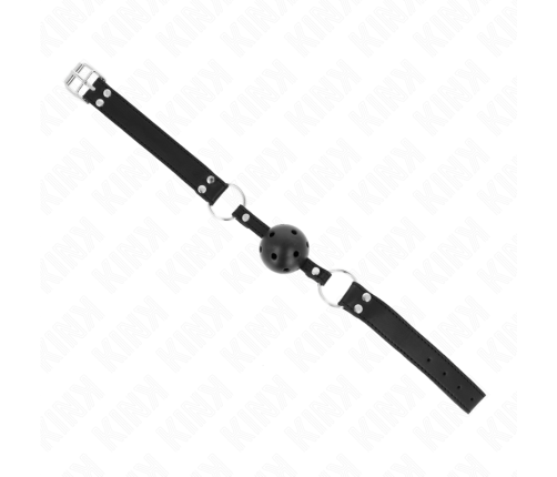 KINK - BREATHABLE BALL 4 CM GAG WITH DOUBLE RIVET MODEL 1 BLACK 62.5 x 2.5 CM ADJUSTABLE 42-58 CM