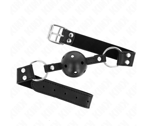 KINK - BREATHABLE BALL 4 CM GAG WITH DOUBLE RIVET MODEL 1 BLACK 62.5 x 2.5 CM ADJUSTABLE 42-58 CM