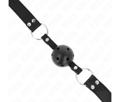 KINK - BREATHABLE BALL 4 CM GAG WITH DOUBLE RIVET MODEL 1 BLACK 62.5 x 2.5 CM ADJUSTABLE 42-58 CM