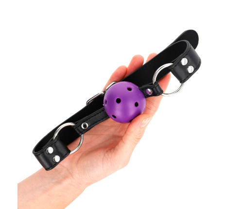KINK - BREATHABLE BALL 4 CM GAG WITH DOUBLE RIVET PURPLE 62.5 x 2.5 CM ADJUSTABLE 42-58 CM