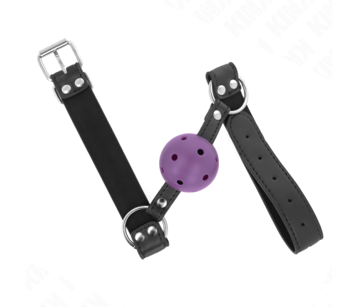 KINK - BREATHABLE BALL 4 CM GAG WITH DOUBLE RIVET PURPLE 62.5 x 2.5 CM ADJUSTABLE 42-58 CM