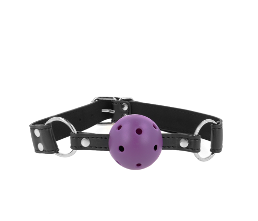 KINK - BREATHABLE BALL 4 CM GAG WITH DOUBLE RIVET PURPLE 62.5 x 2.5 CM ADJUSTABLE 42-58 CM