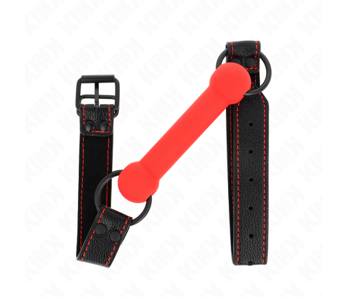 KINK - BONE GAG WITH LEATHERETTE STRAP RED ADJUSTABLE 41-57 CM
