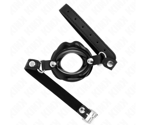 KINK - LIP 8 CM GAG WITH BLACK LEATHERETTE STRAP 63 x 2 CM ADJUSTABLE 39-58 CM