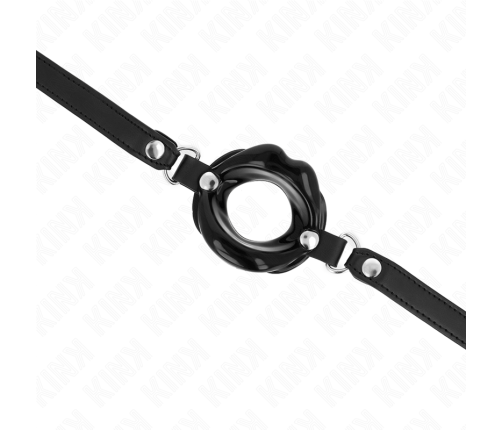KINK - LIP 8 CM GAG WITH BLACK LEATHERETTE STRAP 63 x 2 CM ADJUSTABLE 39-58 CM