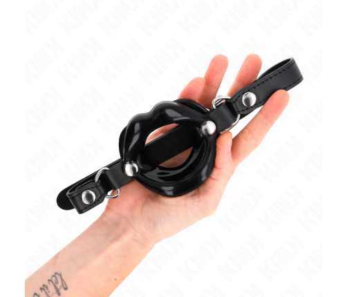 KINK - LIP 8 CM GAG WITH BLACK LEATHERETTE STRAP 63 x 2 CM ADJUSTABLE 39-58 CM