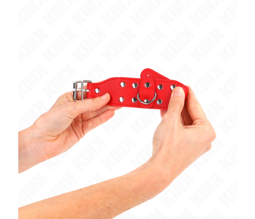 KINK - WRISTBANDS WITH DOUBLE LINE OF ADJUSTABLE STUDS RED