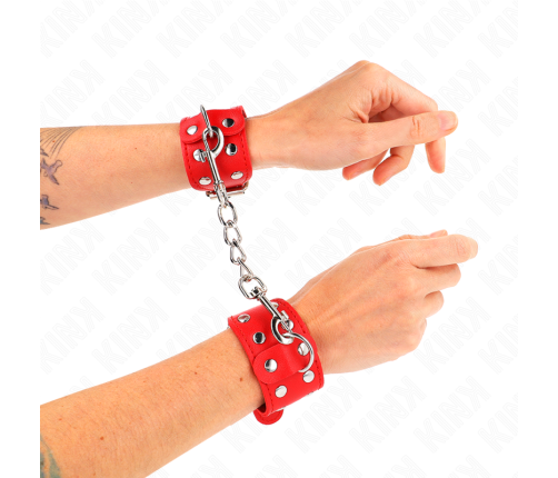 KINK - WRISTBANDS WITH DOUBLE LINE OF ADJUSTABLE STUDS RED