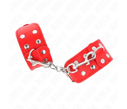 KINK - WRISTBANDS WITH DOUBLE LINE OF ADJUSTABLE STUDS RED