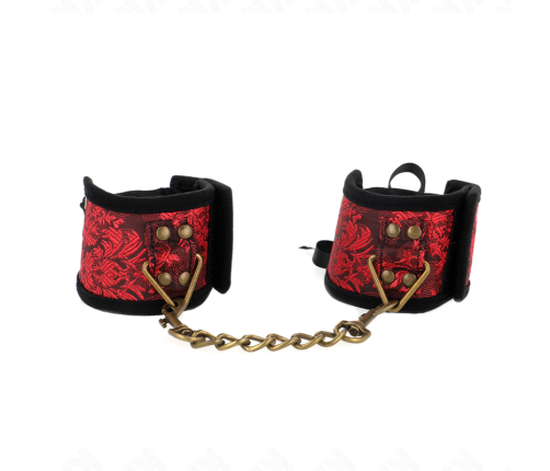 KINK - MUÑEQUERAS DISEÑO ESCÁNDALO ROJO-NEGRO DETALLE LAZO 24.5 CM X 6.5 CM