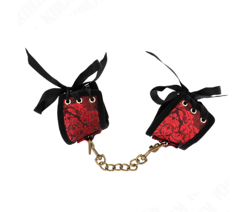KINK - MUÑEQUERAS DISEÑO ESCÁNDALO ROJO-NEGRO DETALLE LAZO 24.5 CM X 6.5 CM