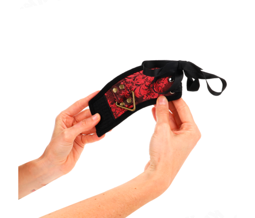 KINK - MUÑEQUERAS DISEÑO ESCÁNDALO ROJO-NEGRO DETALLE LAZO 24.5 CM X 6.5 CM