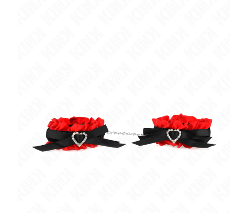 KINK - LACE ELASTIC WRIST RESTRAINTS RED HEART DETAILS ADJUSTABLE 22-35 CM