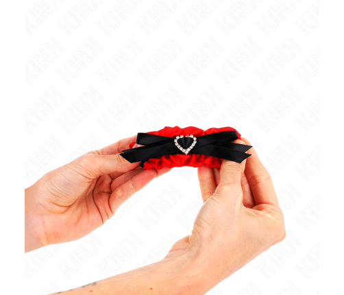 KINK - LACE ELASTIC WRIST RESTRAINTS RED HEART DETAILS ADJUSTABLE 22-35 CM