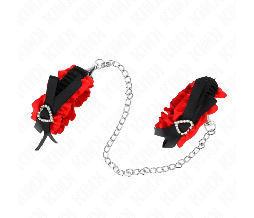 KINK - LACE ELASTIC WRIST RESTRAINTS RED HEART DETAILS ADJUSTABLE 22-35 CM