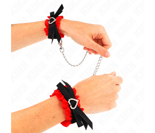 KINK - LACE ELASTIC WRIST RESTRAINTS RED HEART DETAILS ADJUSTABLE 22-35 CM
