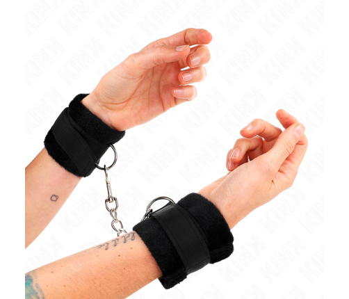 KINK - BEGINNER FUR HAND CUFFS BLACK 30 X 7 CM