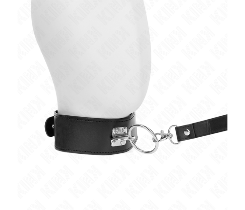 KINK - STUDDED LEASH 116 CM COLLAR WITH LEATHERETTE STRAP 50 X 5 CM