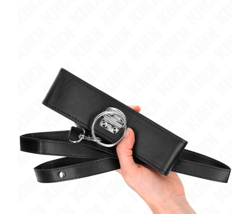 KINK - STUDDED LEASH 116 CM COLLAR WITH LEATHERETTE STRAP 50 X 5 CM