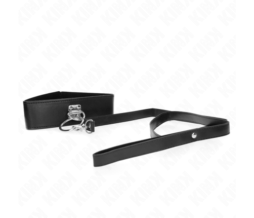 KINK - STUDDED LEASH 116 CM COLLAR WITH LEATHERETTE STRAP 50 X 5 CM