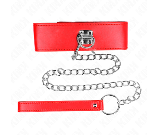 KINK - NECKLACE WITH BELT 65 CM WITH WIDE RED STRAP ADJUSTABLE 33.5-41 CM X 5 CM