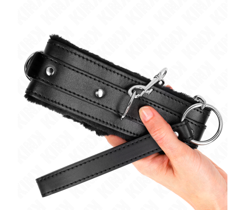 KINK - COLLAR WITH LEASH 65 CM WITH RESTRICTIONS BLACK 36-42 CM X 5.5 CM