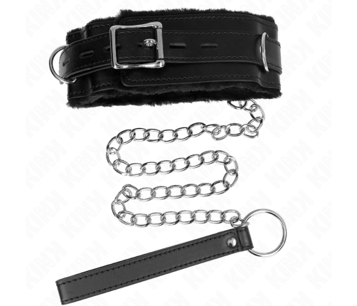 KINK - COLLAR WITH LEASH 65 CM WITH RESTRICTIONS BLACK 36-42 CM X 5.5 CM