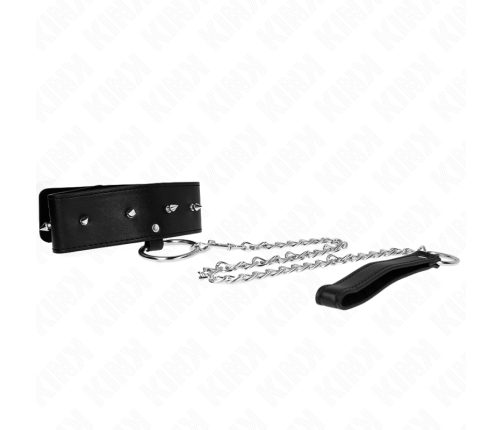 KINK - NECKLACE 65 CM WITH LEASH WITH SILVER STUDS MODEL 2 ADJUSTABLE 36-43 CM X 5 CM