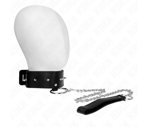 KINK - NECKLACE 65 CM WITH LEASH WITH SILVER STUDS MODEL 2 ADJUSTABLE 36-43 CM X 5 CM