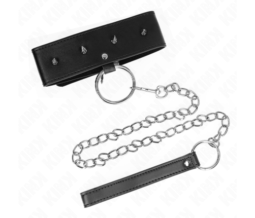 KINK - NECKLACE 65 CM WITH LEASH WITH SILVER STUDS MODEL 2 ADJUSTABLE 36-43 CM X 5 CM