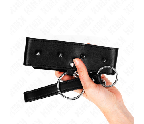 KINK - NECKLACE 65 CM WITH LEASH WITH SILVER STUDS MODEL 2 ADJUSTABLE 36-43 CM X 5 CM