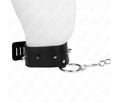 KINK - NECKLACE 65 CM WITH LEASH WITH SILVER STUDS MODEL 2 ADJUSTABLE 36-43 CM X 5 CM
