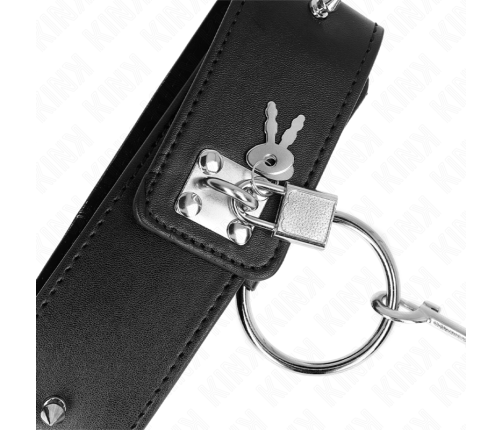 KINK - NECKLACE 65 CM WITH LEASH WITH SILVER STUDS MODEL 2 ADJUSTABLE 36-43 CM X 5 CM