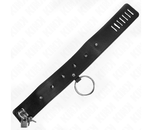 KINK - NECKLACE 65 CM WITH LEASH WITH SILVER STUDS MODEL 2 ADJUSTABLE 36-43 CM X 5 CM