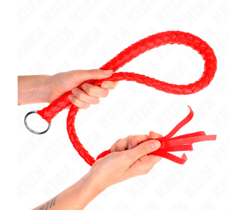KINK - SNAKE WHIP WITH RED HAND RING 65 CM