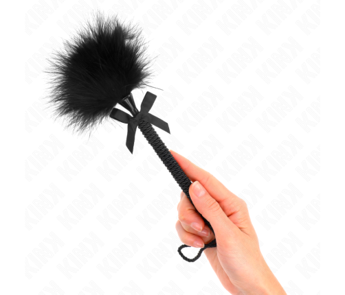 KINK - NYLON ROPE WAND WITH TICKLE FEATHERS AND BLACK BOW 25 CM