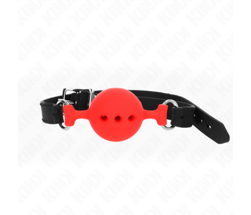 KINK - FULL SILICONE GAG 55 x 2 CM WITH 4.5 CM BALL SIZE M RED ADJUSTABLE 35-51 CM
