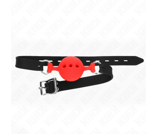 KINK - FULL SILICONE GAG 55 x 2 CM WITH 4.5 CM BALL SIZE M RED ADJUSTABLE 35-51 CM