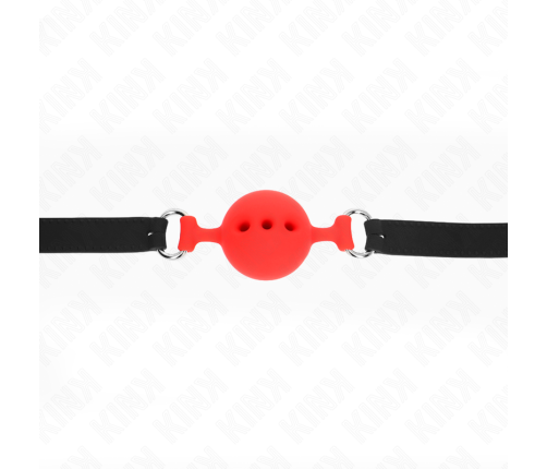 KINK - FULL SILICONE GAG 55 x 2 CM WITH 4.5 CM BALL SIZE M RED ADJUSTABLE 35-51 CM