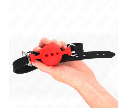 KINK - FULL SILICONE GAG 55 x 2 CM WITH 4.5 CM BALL SIZE M RED ADJUSTABLE 35-51 CM