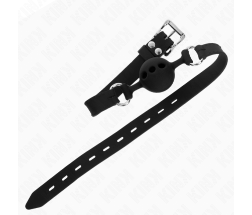 KINK - FULL SILICONE GAG 55 x 2 CM WITH 4 CM BALL SIZE S BLACK ADJUSTABLE 35-51 CM
