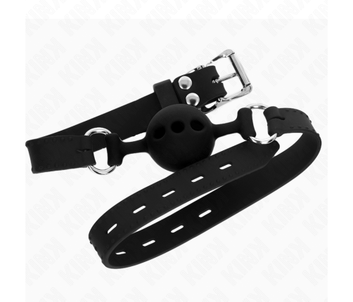 KINK - FULL SILICONE GAG 55 x 2 CM WITH 4 CM BALL SIZE S BLACK ADJUSTABLE 35-51 CM
