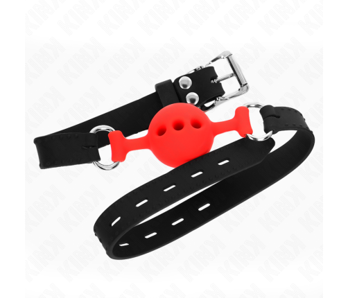 KINK - FULL SILICONE GAG 55 x 2 CM WITH 4 CM BALL SIZE S RED ADJUSTABLE 35-51 CM
