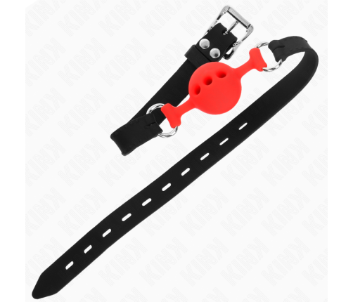 KINK - FULL SILICONE GAG 55 x 2 CM WITH 4 CM BALL SIZE S RED ADJUSTABLE 35-51 CM